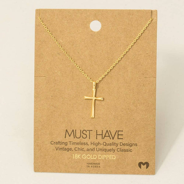 Fame Accessories - Gold Dipped Dainty Cross Pendant Necklace: G