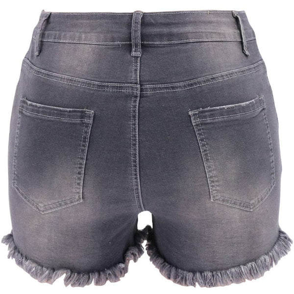 Lovesoft - Women's High-rise Ripped Stretch Summer Denim Shorts: M / Black / 73%Cotton/14%Rayon/11% Polyester/2%spandex