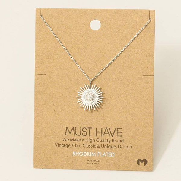 Fame Accessories - Circle Sun Shine Ray Pendant Necklace: G