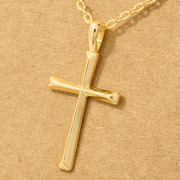 Fame Accessories - Gold Dipped Dainty Cross Pendant Necklace: G