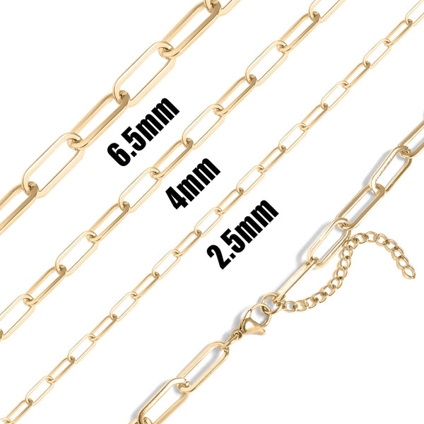 WJW - 18K Gold Paperclip Chain Necklace: 18+02" / 4mm
