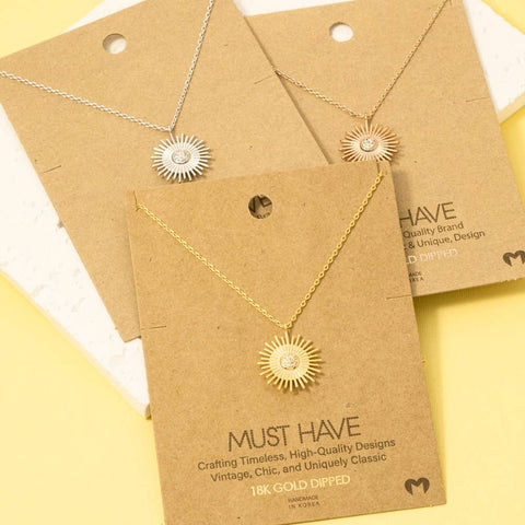 Fame Accessories - Circle Sun Shine Ray Pendant Necklace: G