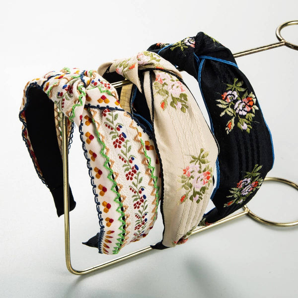 ACCITY - CROSS EMBROIDERY FASHION HEADBAND_CWAHA1253: Beige / (OS) 3