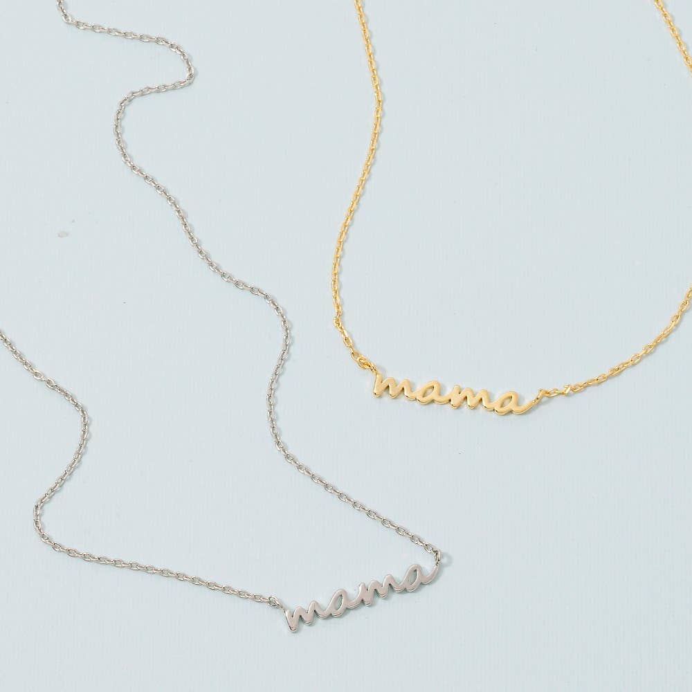 Fame Accessories - Secret Box Gold Dipped Dainty Mama Pendant Necklace: GD