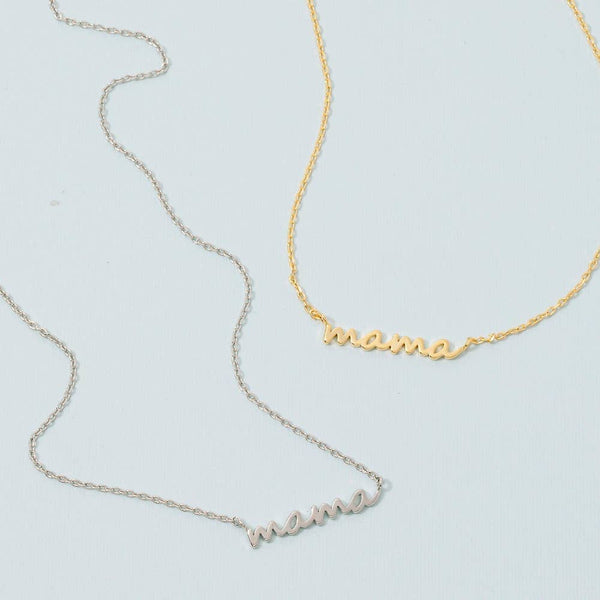 Fame Accessories - Secret Box Gold Dipped Dainty Mama Pendant Necklace: GD