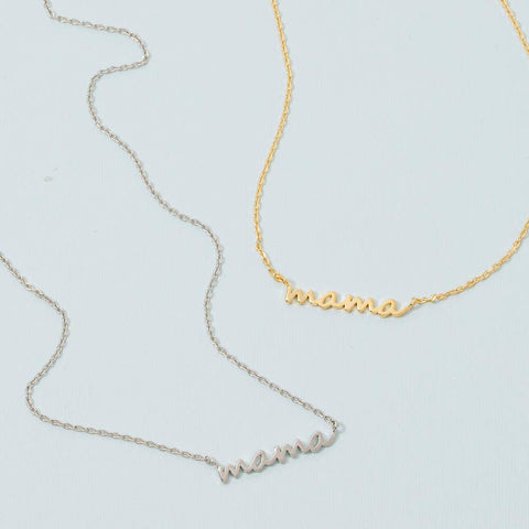 Fame Accessories - Secret Box Gold Dipped Dainty Mama Pendant Necklace: GD