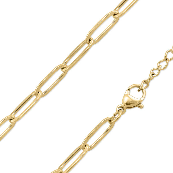 WJW - 18K Gold Paperclip Chain Necklace: 18+02" / 4mm