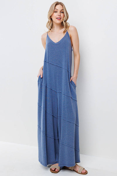 Ces Femme - Solid Jumpsuit With Pockets / BJ6854: S-M-L (2-2-2) / DENIM