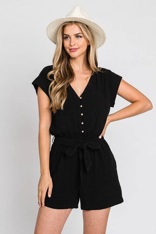 Vanilla Monkey - Cap Sleeve Linen Romper