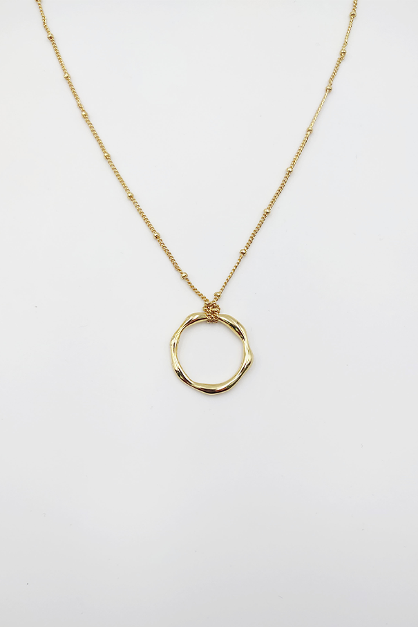 ESLEY - 55898AGLY- Geometric Design Hollow Circle Clavicle Necklace