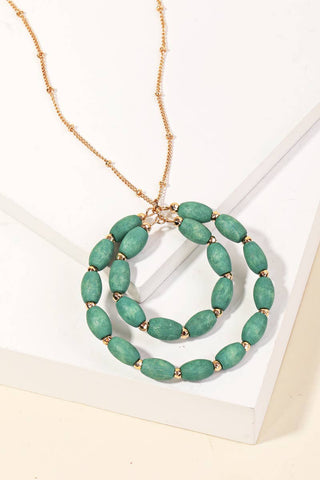 Anarchy Street - Wooden Bead Circle Pendant Long Necklace
