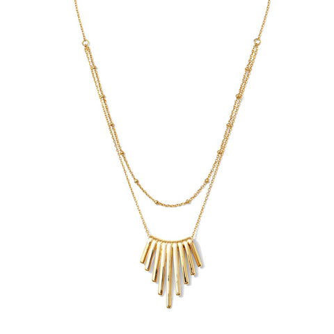 Splendid Iris - Large Contemporary Pendant Necklace with Chain Layer
