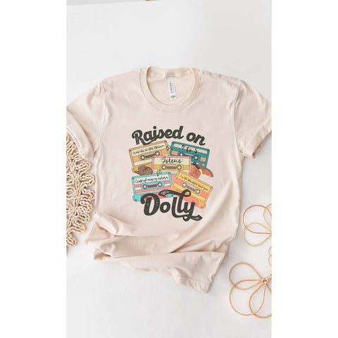 Raised On Dolly Cassette Country Music Western Graphic Tee: CREAM / S