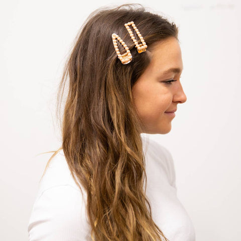 Stella Hair Barrette Collection - Blush Beaded