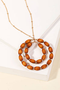 Anarchy Street - Wooden Bead Circle Pendant Long Necklace