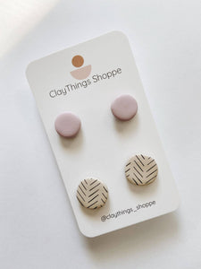 Stud Pack, Polymer Clay Studs, Lavender and Latte Pack