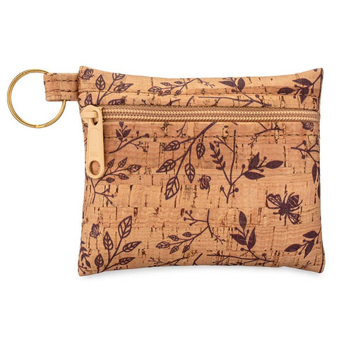 Key Chain Zipper Pouch | Cork + All Floral Print: All Wine Floral Print