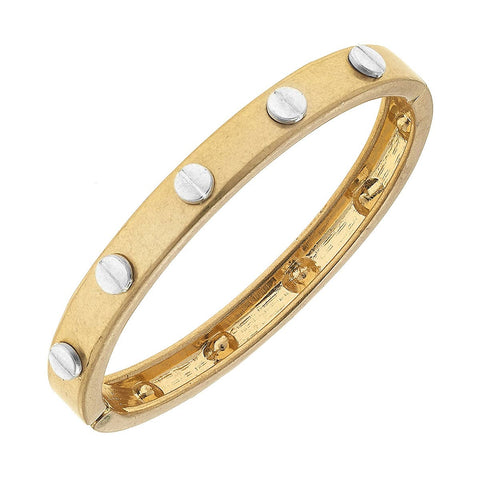 CANVAS Style - Ella Hardware Hinge Bangle in Worn Gold