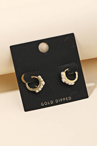 Anarchy Street - Gold Dipped Mini Pearl Huggie Earrings