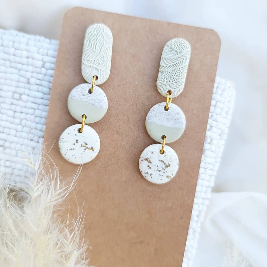 Beige Polymer Clay Earrings