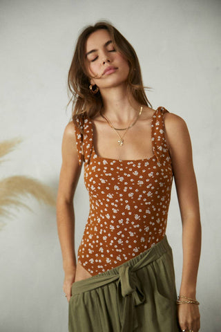 Endless Blu - DRJ5005 Floral printed bodysuit