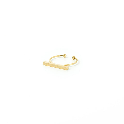 Narrow Etched Bar Ring, Gold