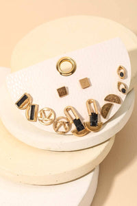 Anarchy Street - Assorted Mini Semi Circle Stone Stud Earrings Set
