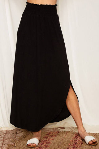 Pretty Bash - Essential Smocked Slit Maxi Skirt