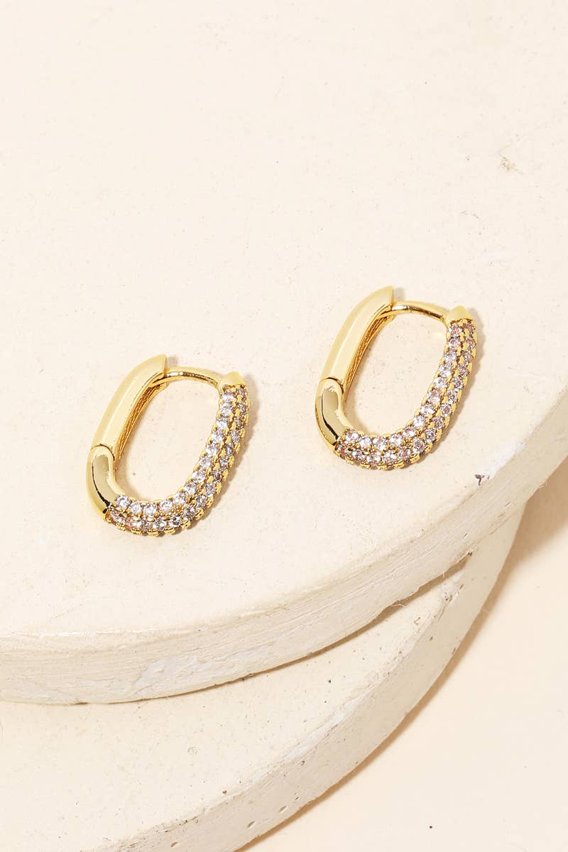 Anarchy Street - Mini Pave Oval Huggie Earrings