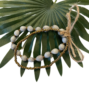 Elizabeth's Voice - Grey Seed + Gold Bead Bracelet