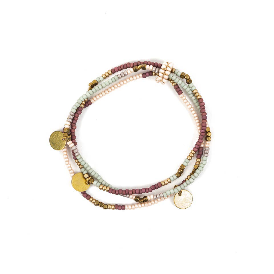 Altiplano - Triple Strand Beaded Stretch Bracelet: Eucalyptus bark