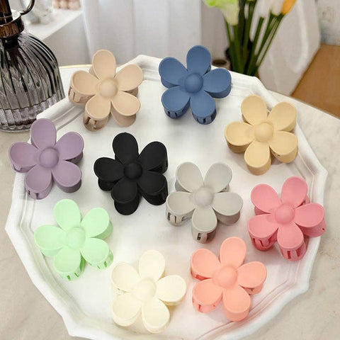 heartsolo - 10Pcs Solid Color Flower Shaped Claw Clip Set(2.75 Inch)