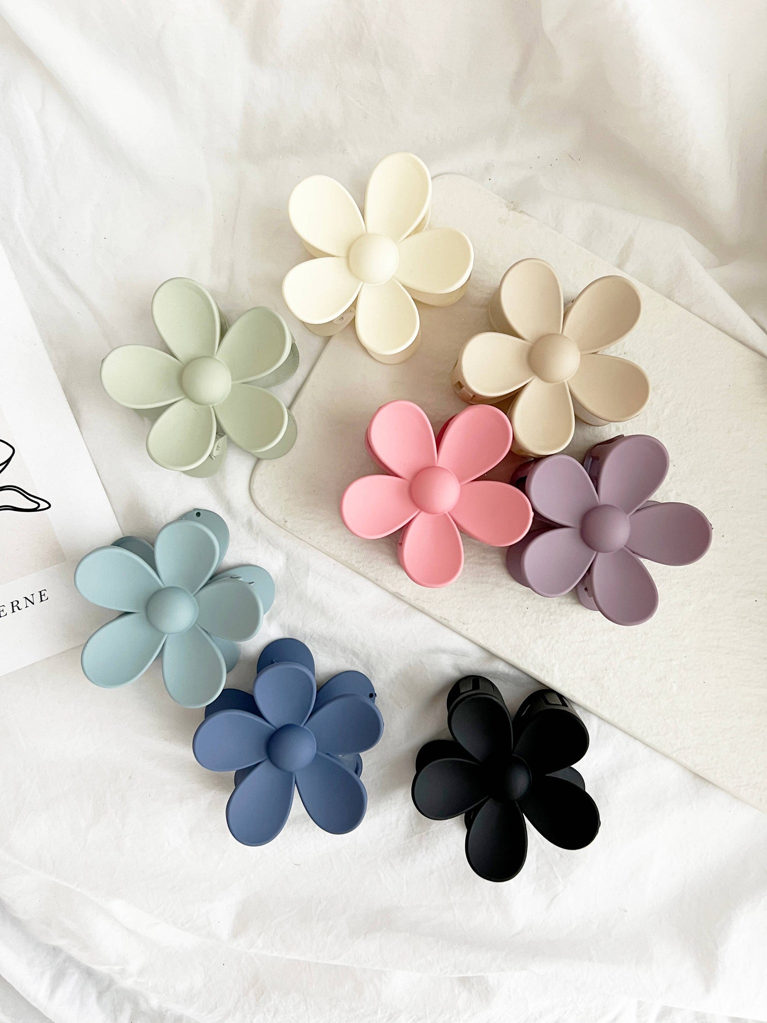 LoveLina - Flower 3" Hair Clips, Matte Hair Claw (AVA)