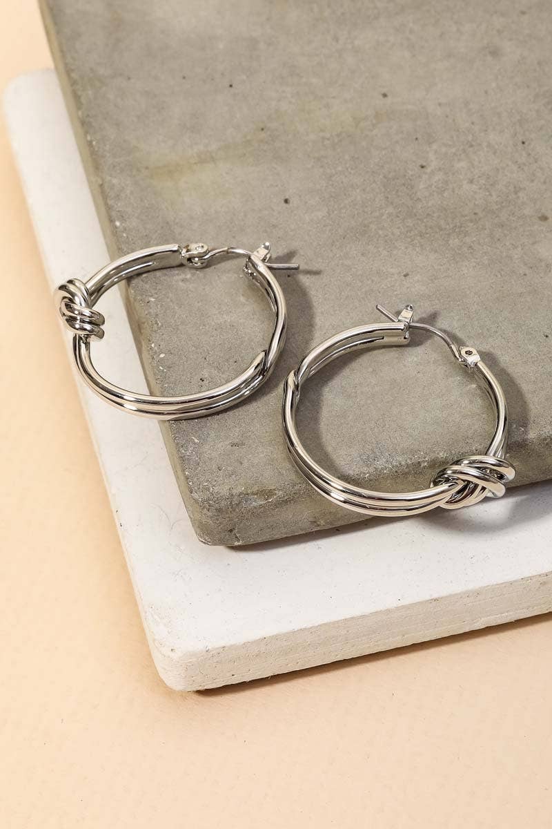 Layered Knot Hoop Earrings