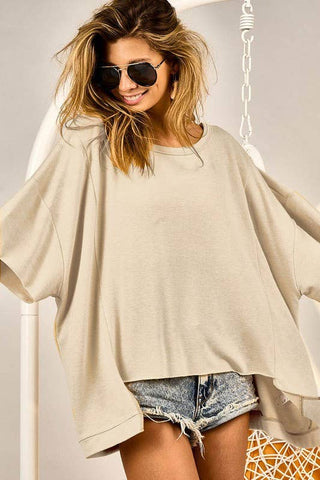 Vanilla Monkey - French Terry Cut Over-fit Top With Cut Edge