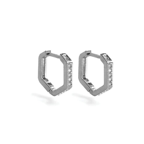 Splendid Iris - Pave Hexagon Huggies