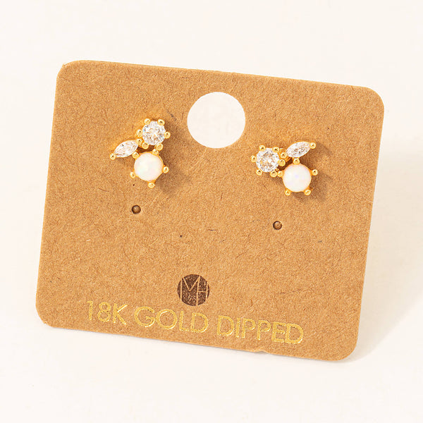 Fame Accessories - Mini Triple Rhinestone Stud Earring: G