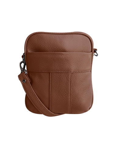 W008 cowhide leather crossbody: Brown