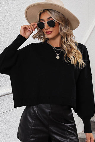 Lily Clothing - WOMEN RIBBED HEM FITTED SLEEVE KNIT JUMPER TOP_CWOSWL0279