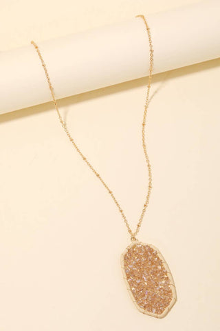 Anarchy Street - Oval Seed Beaded Net Pendant Long Necklace