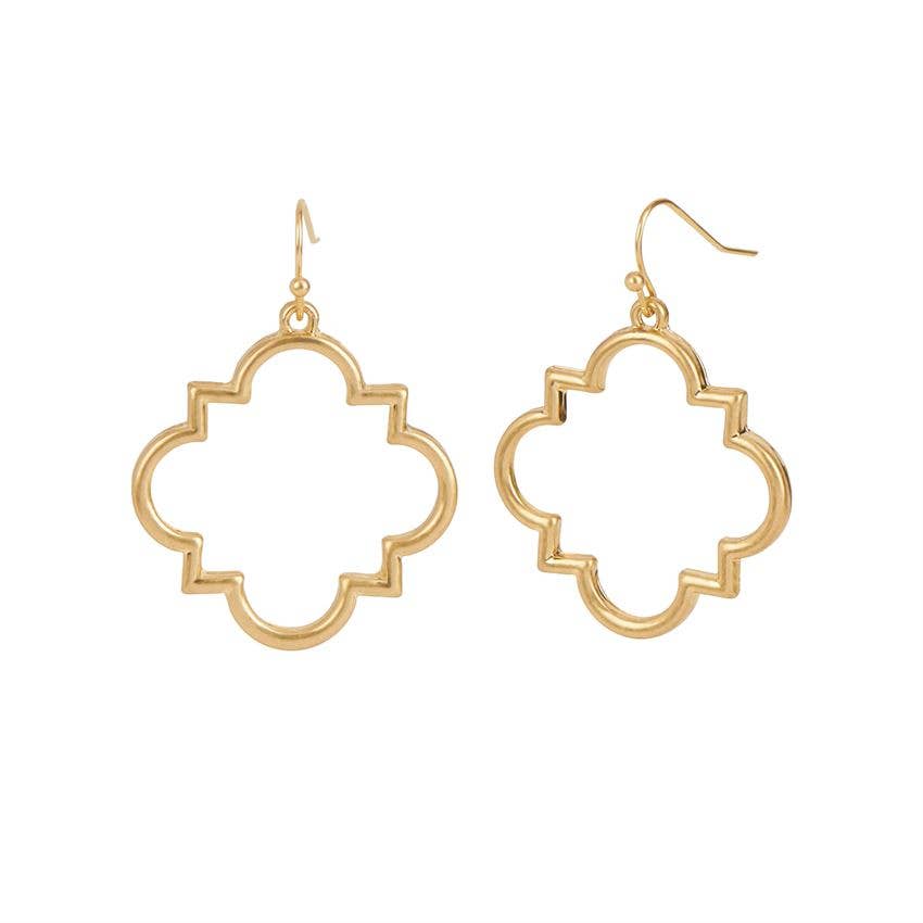 Whispers - Gold Geo Outline Dangle Earrings