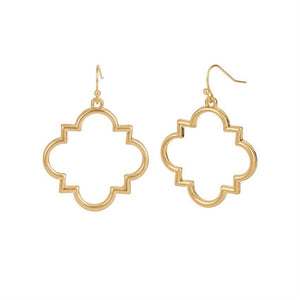 Whispers - Gold Geo Outline Dangle Earrings