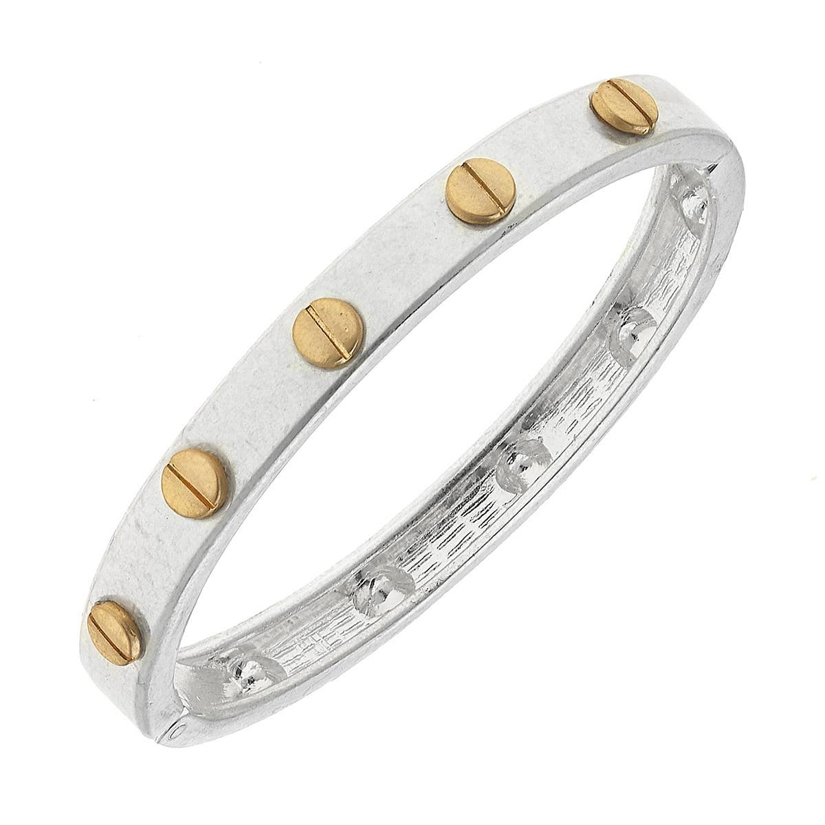 CANVAS Style - Ella Hardware Hinge Bangle in Worn Silver