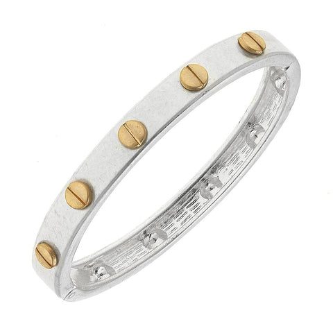 CANVAS Style - Ella Hardware Hinge Bangle in Worn Silver