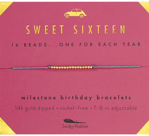 Lucky Feather - Milestone Birthday Bracelet - GOLD - Sweet Sixteen