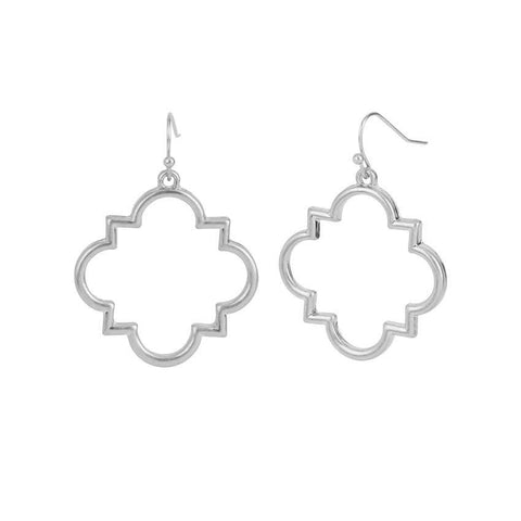 Whispers - Silver Geo Outline Dangle Earrings