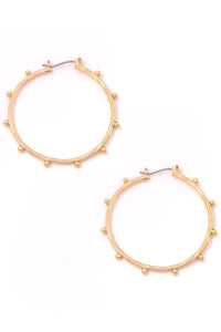 Ball Bead Pin Catch Hoop Earrings