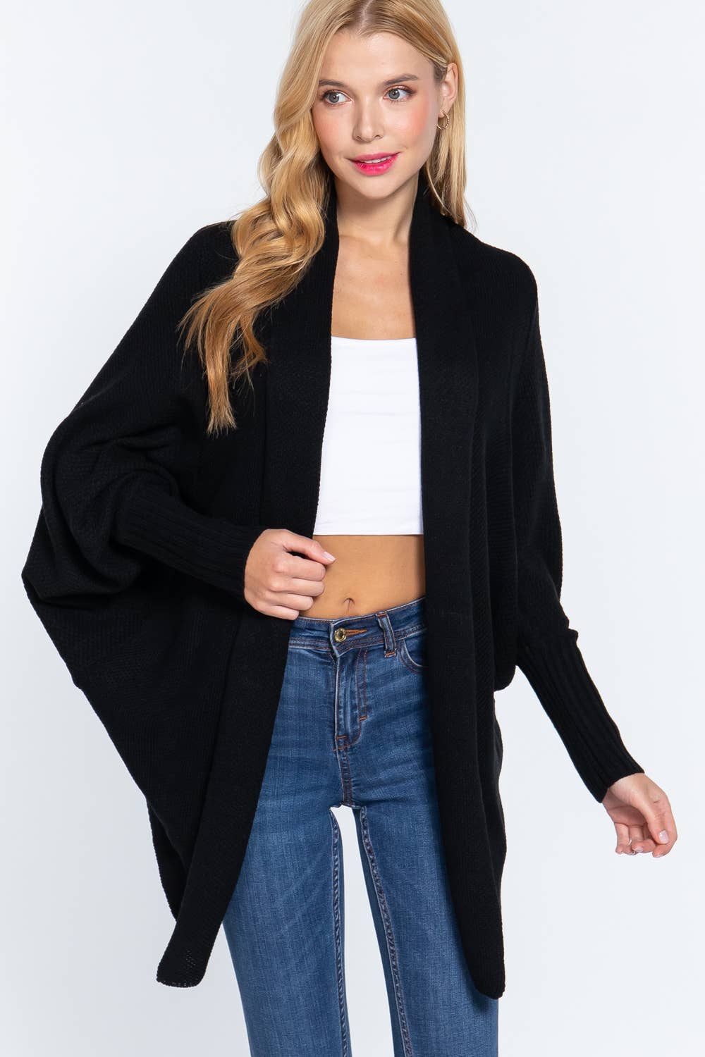MintChoco - DOLMAN SLEEVE SHAWL SWEATER CARDIGAN