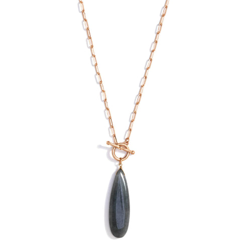 Splendid Iris - Long Jade Toggle Necklace, SALE
