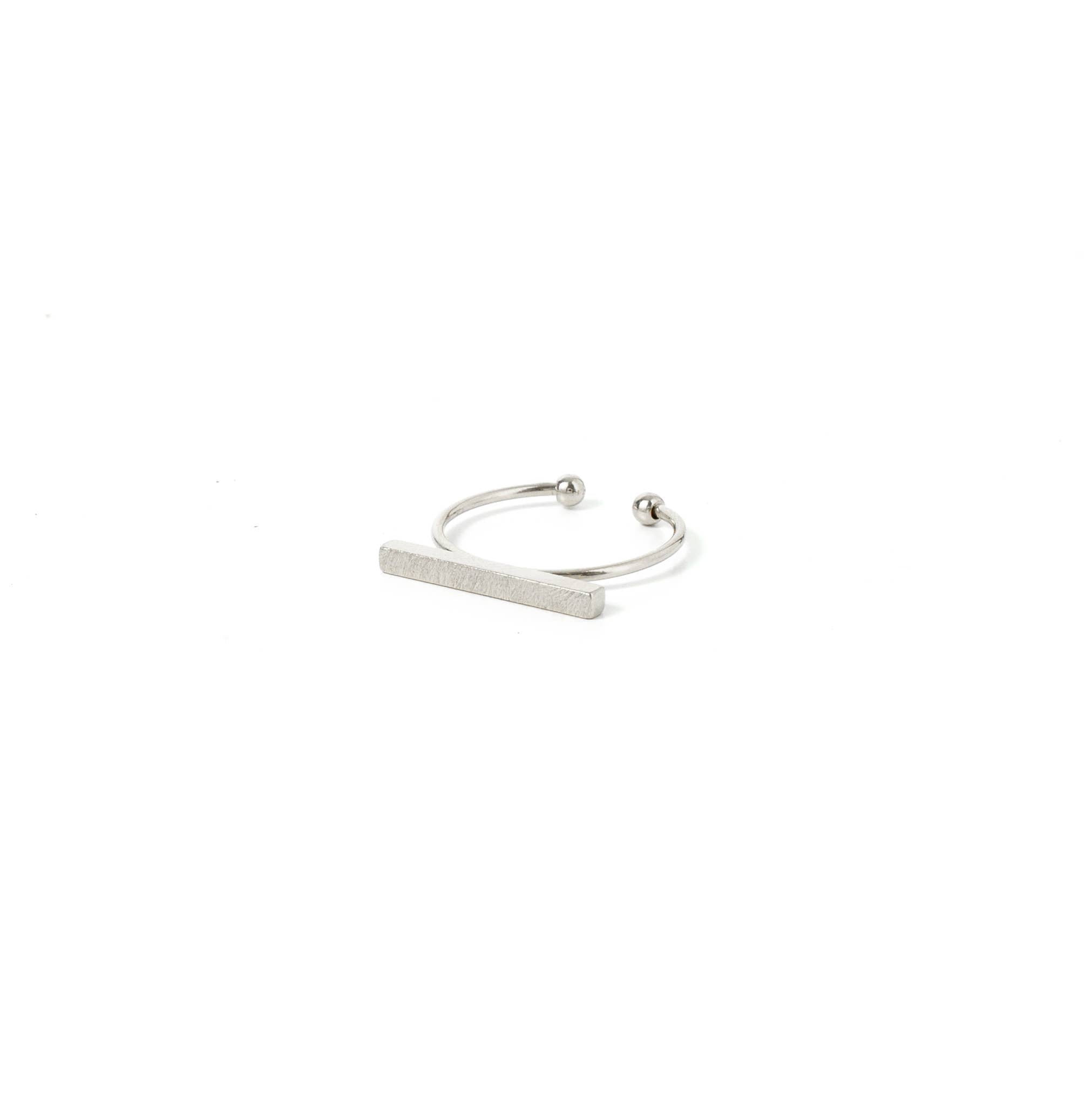 Narrow Etched Bar Ring, Silver